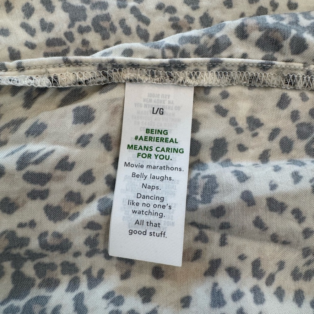 Aerie Leopard Print Midi Skirt Lace Trim Elastic Waist Size L - Picture 8 of 11